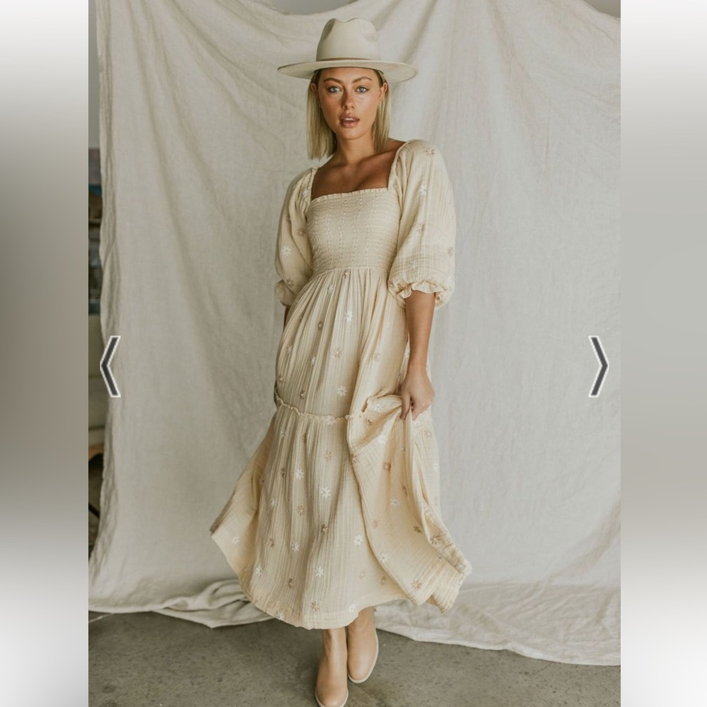 Free People Dahlia Embroidered Dress (Size Large)